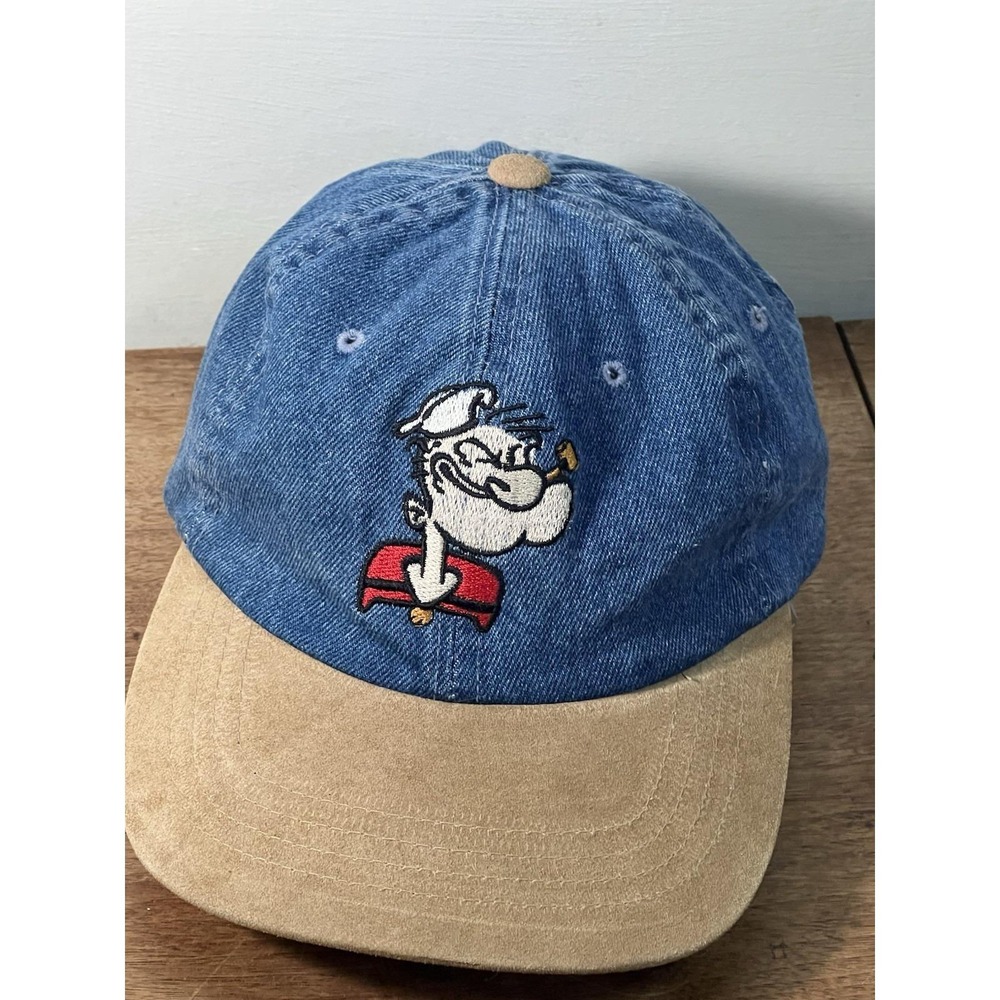 Vintage 90s Y2K Trucker Cap Popeye Cartoon Denim Cotton Nostalgia Retro Cartoon